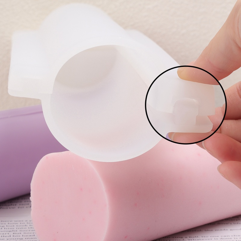 Soap Mold Silicone Loaf - ロングハート型シリコンソープローフモールド、丸型ソープチューブ作成用品、DIY手作り石鹸バー、ロマンチックな家の装飾用モールド
