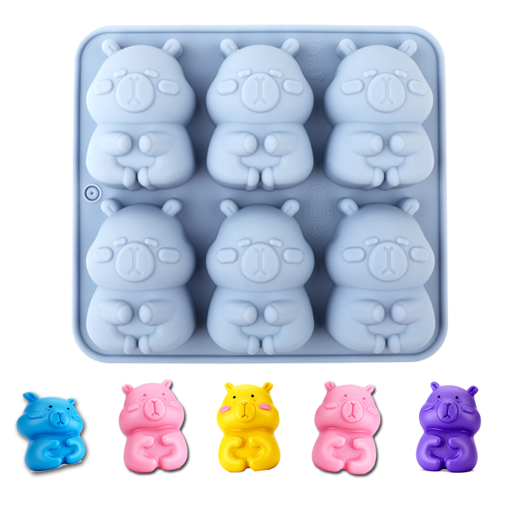 Soap Making Items - かわいいカピバラの形をしたシリコンケーキ型1個。チョコレート、ケーキ、プリン、ゼリー、キャンディー、ケーキデコレーション、クマの形のキャンドル、手作り石鹸、工芸品、その他のキッチン用品を作るのに使用できるベーキング型です。