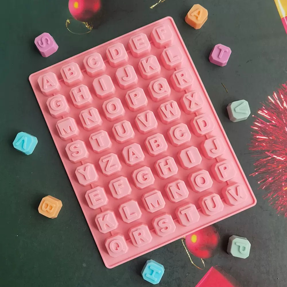 Soap Mold Silicone Loaf - 48 文字英語アルファベット文字シリコーン型石鹸型ケーキカップケーキベーク耐熱皿チョコレート石鹸 Diy デコレーションツール金型