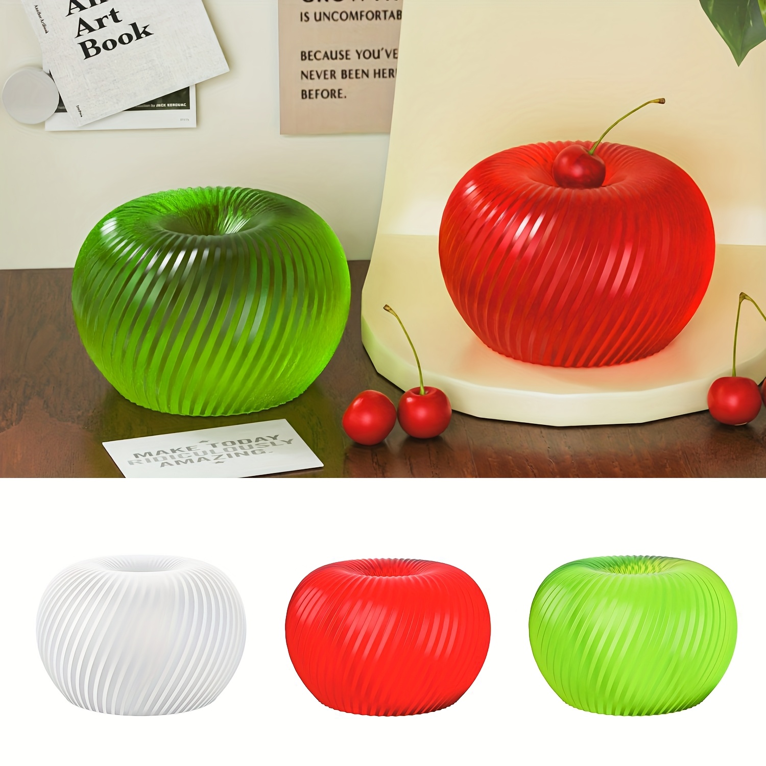 Soap Making Kit - 石鹸、キャンドル、石膏工芸品の作成に適した、おしゃれな赤いリンゴ型のシリコンモールドで、お手入れが簡単です。