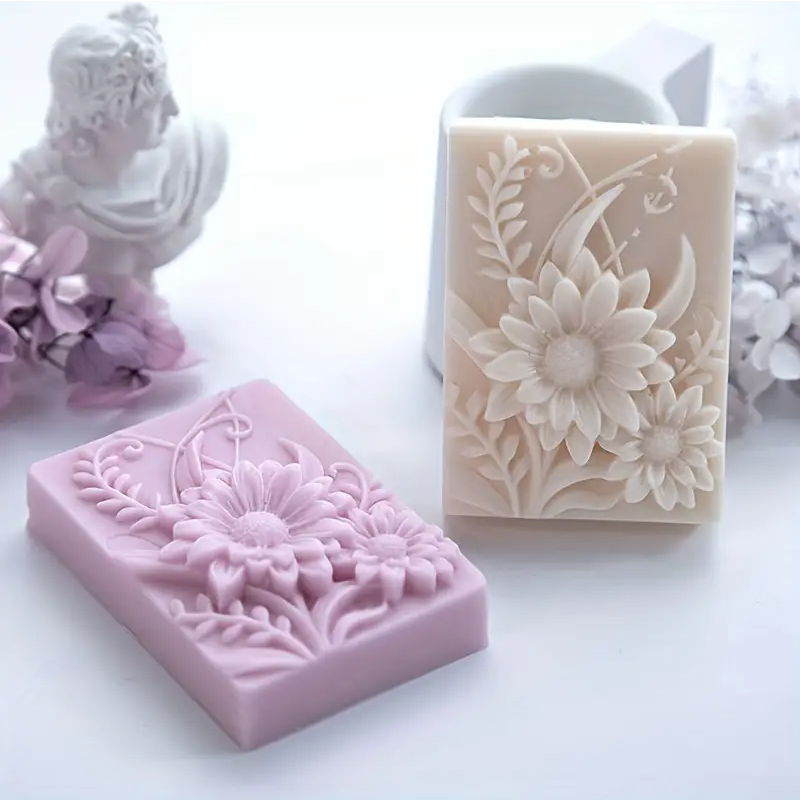 3D フラワースクエア石鹸シリコーン型長方形手作り香りキャン - Soap Mold Silicone Loaf のレビューと価格