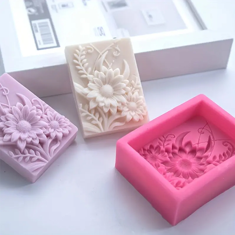 3D フラワースクエア石鹸シリコーン型長方形手作り香りキャン - Soap Mold Silicone Loaf のレビューと価格