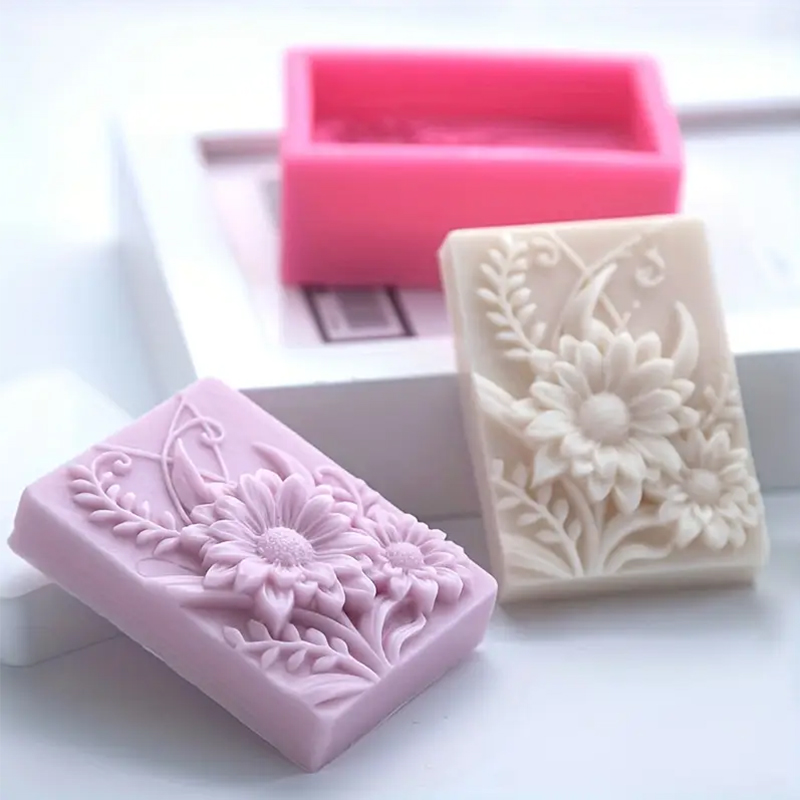 3D フラワースクエア石鹸シリコーン型長方形手作り香りキャン - Soap Mold Silicone Loaf のレビューと価格