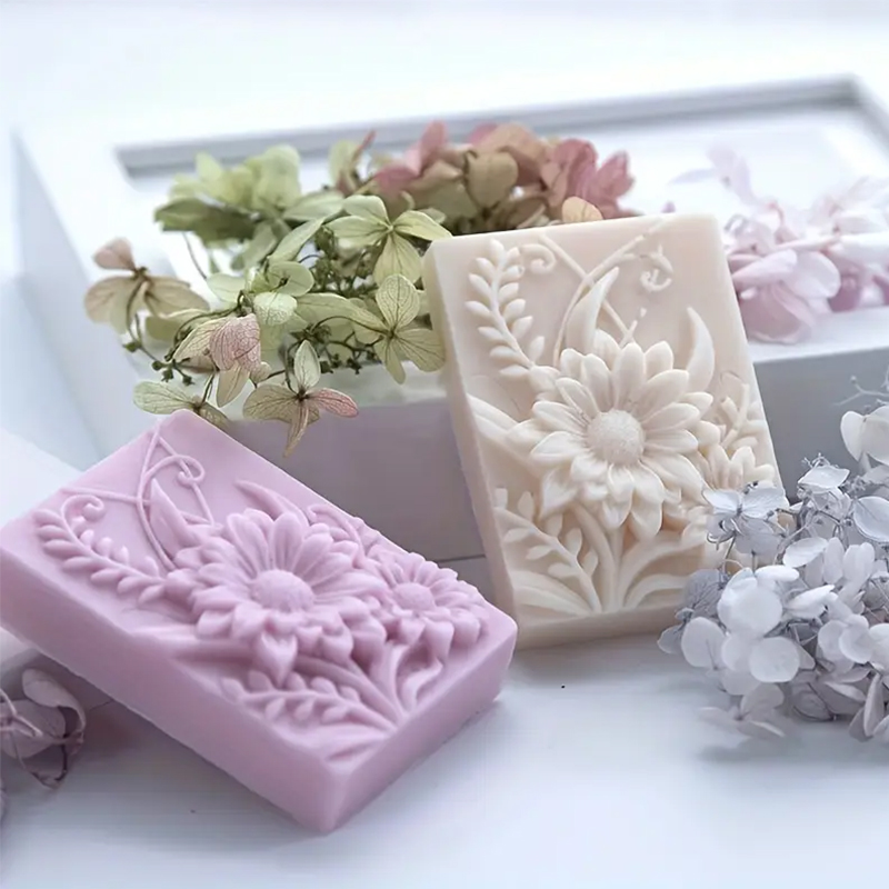 3D フラワースクエア石鹸シリコーン型長方形手作り香りキャン - Soap Mold Silicone Loaf のレビューと価格